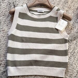 NWT BRUNELLO CUCINELLI 
Ribbed-Knit Cropped Cotton Tank Top